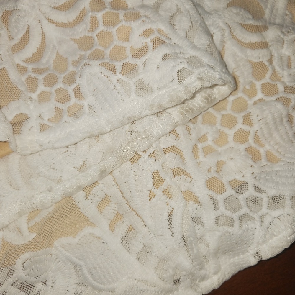 LUXXEL Wedding Bridal Dress Ivory White/Lace Nude lined Boho Maxi Long Gown NWT - Picture 12 of 13